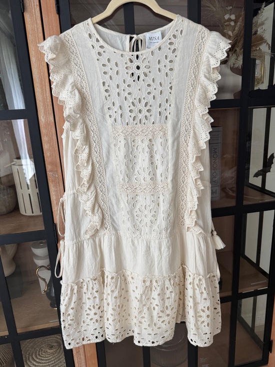Misa Los Angeles Dresses & Skirts - MISA eyelet embroidered mini dress ruffle flutter sleeves cotton marieta